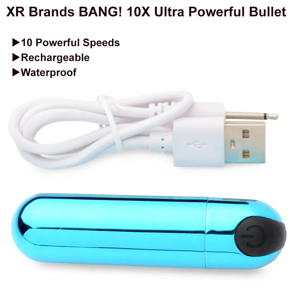 Bang! 10X Vibrating Ultra Bullet POWERFUL Vibrator Rechargeable Sex Toy Blue