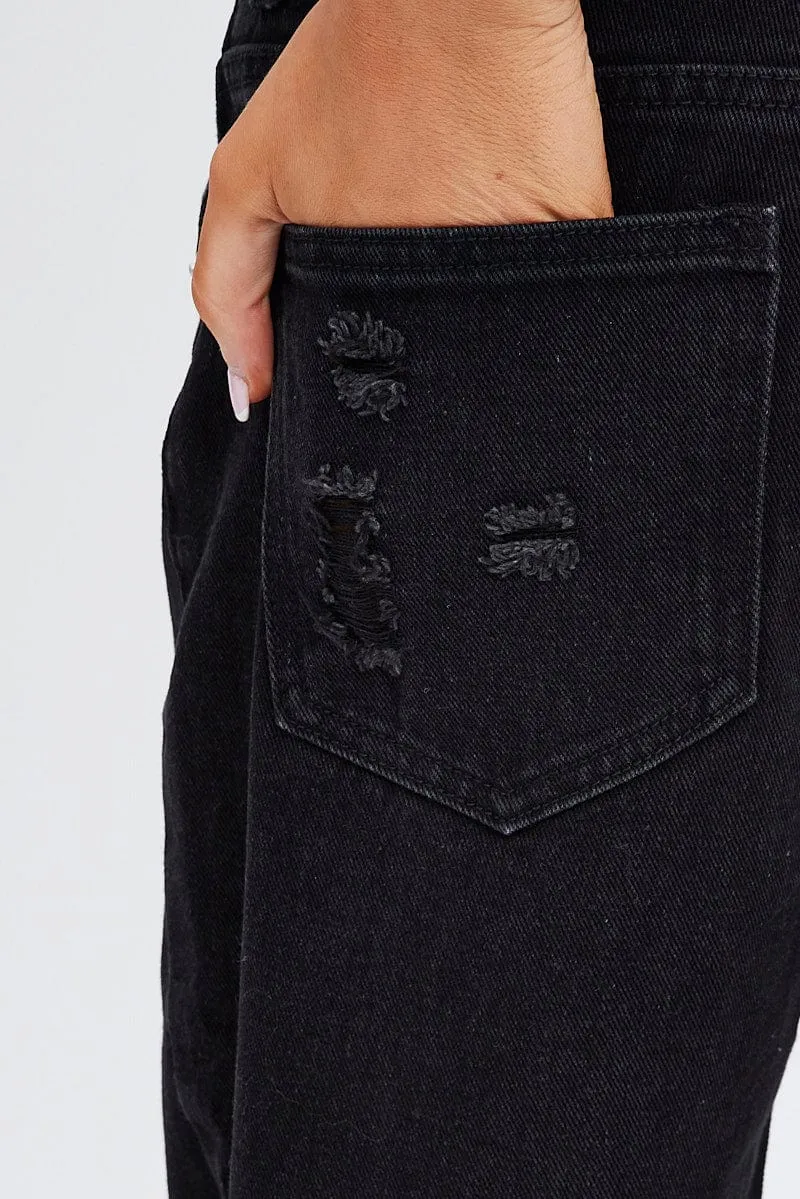 Black Straight Jeans Low Rise