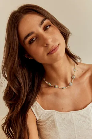 Blue Floral Beaded Necklace