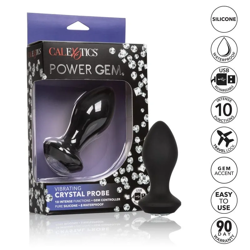 Calexotics Power Gem Vibrating Petite Crystal Probe Black