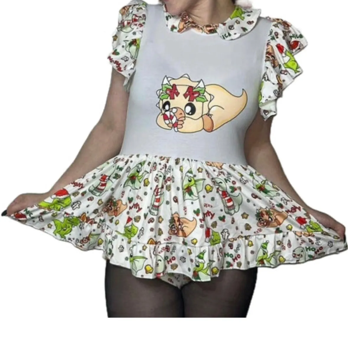 Christmas Dino Romper Dress