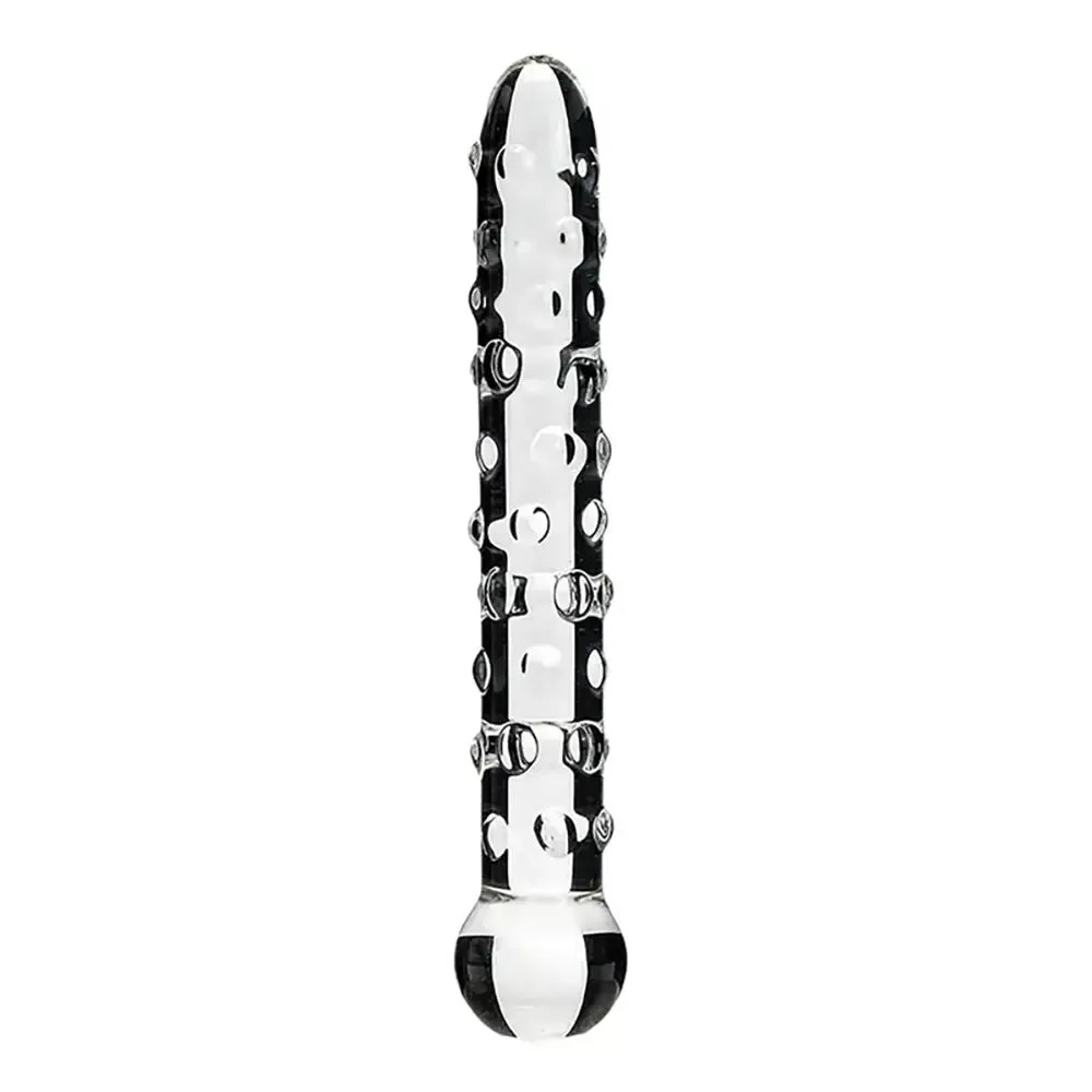 Elegant Glass Threaded Anal Plug With Heart-Shaped Beads Stimulator