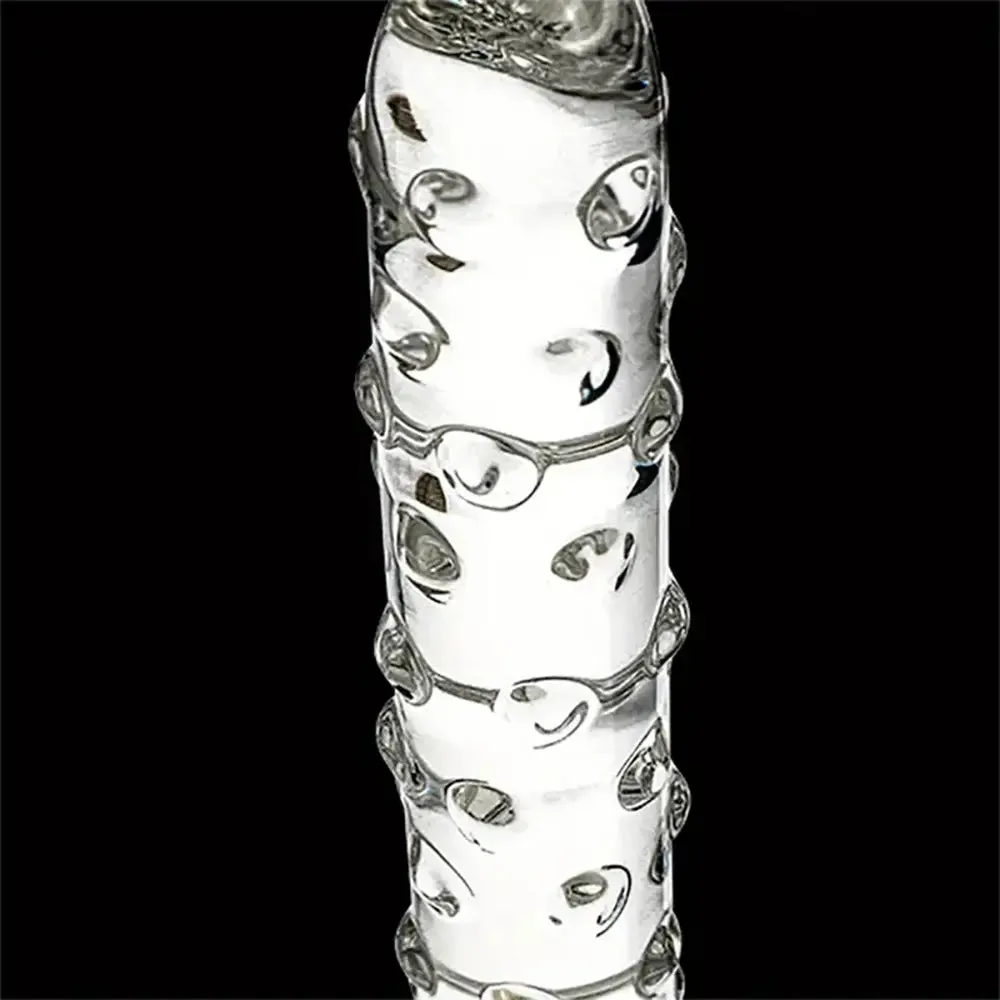 Elegant Glass Threaded Anal Plug With Heart-Shaped Beads Stimulator
