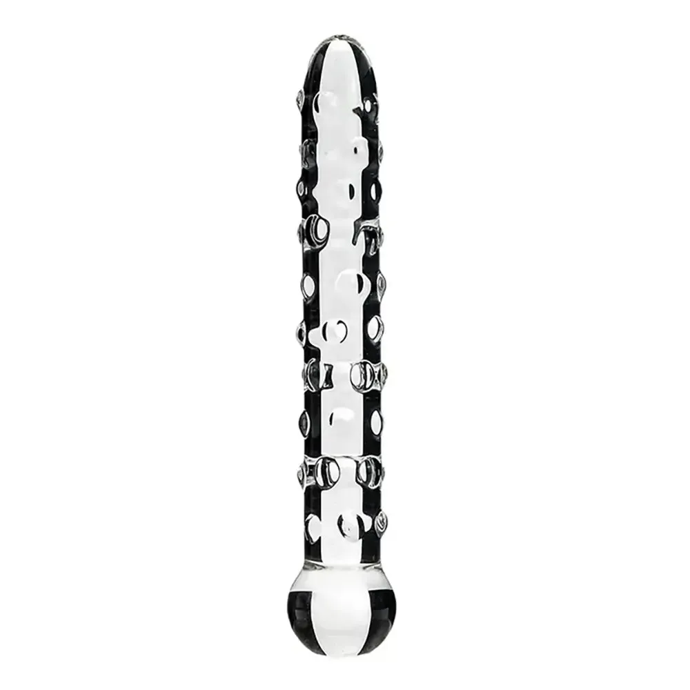 Elegant Glass Threaded Anal Plug With Heart-Shaped Beads Stimulator