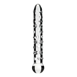 Elegant Glass Threaded Anal Plug With Heart-Shaped Beads Stimulator