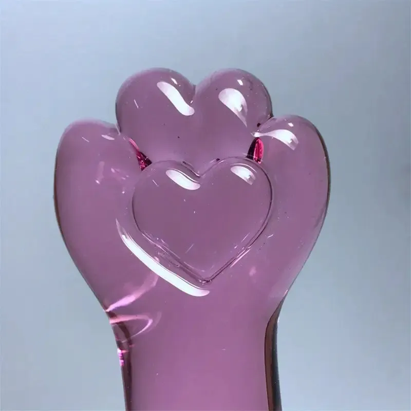 Glass Anal Plug With Paw-Shaped End Smooth G-Spot Stimulator
