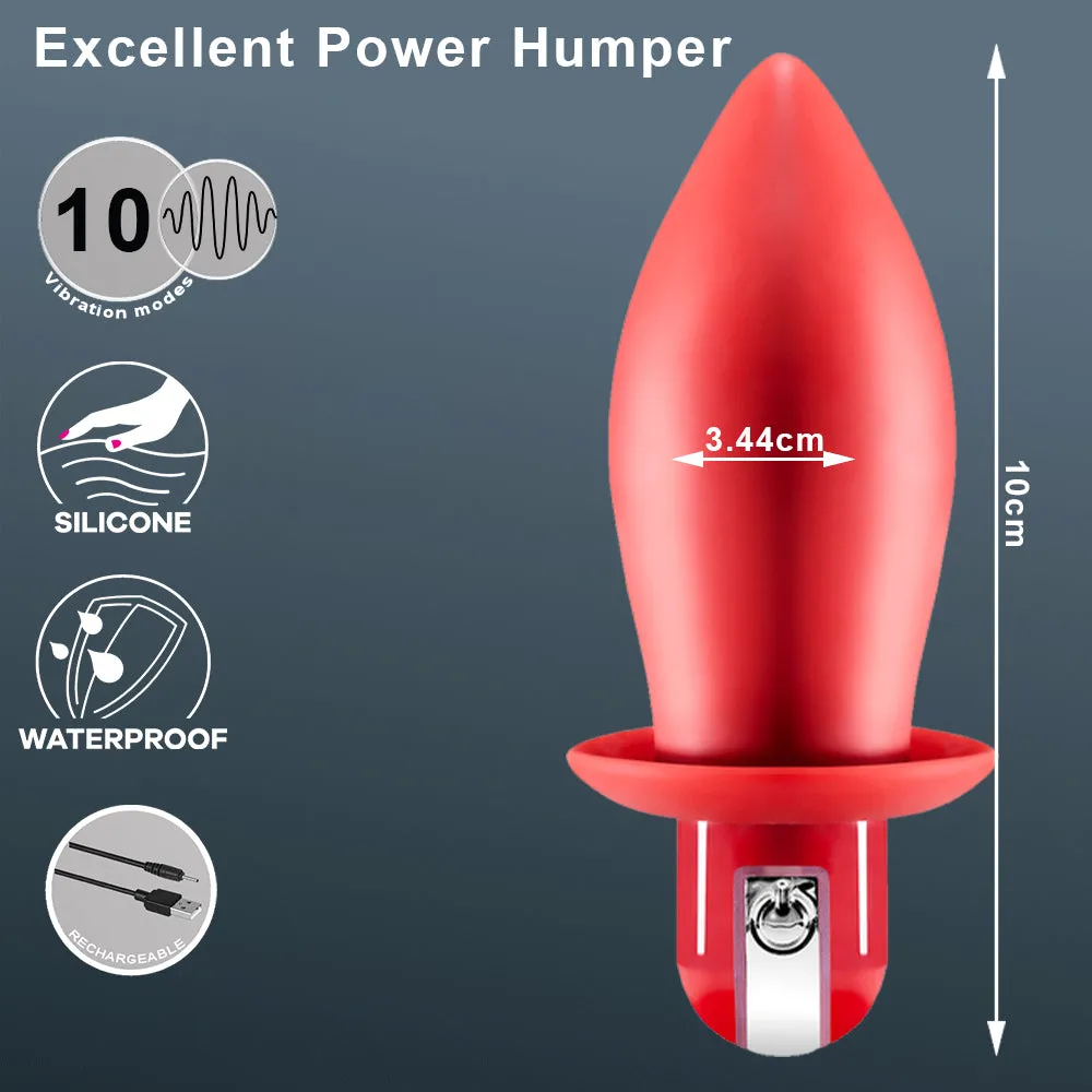 Humper Vibrating Anal Butt Plug Silicone Rechargeable Rounded Red