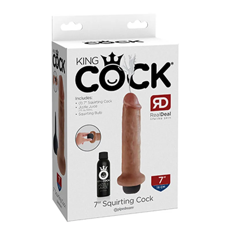 King Cock 7 in. Squirting Cock Realistic Dildo Tan