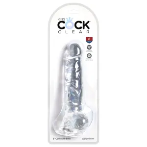 King Cock Clear 8 in. Cock With Balls Realistic Suction Cup Dildo