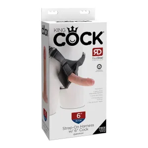 King Cock Strap-On Harness With 6 in. Cock Beige