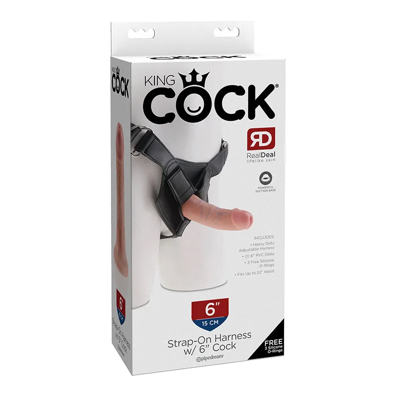 King Cock Strap-On Harness With 6 in. Cock Beige