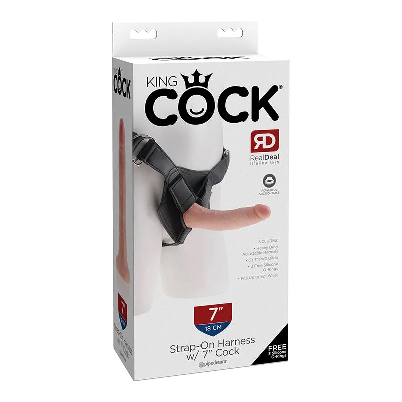 King Cock Strap-On Harness With 7 in. Cock Beige