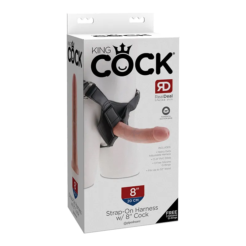 King Cock Strap-On Harness With 8 in. Cock Beige