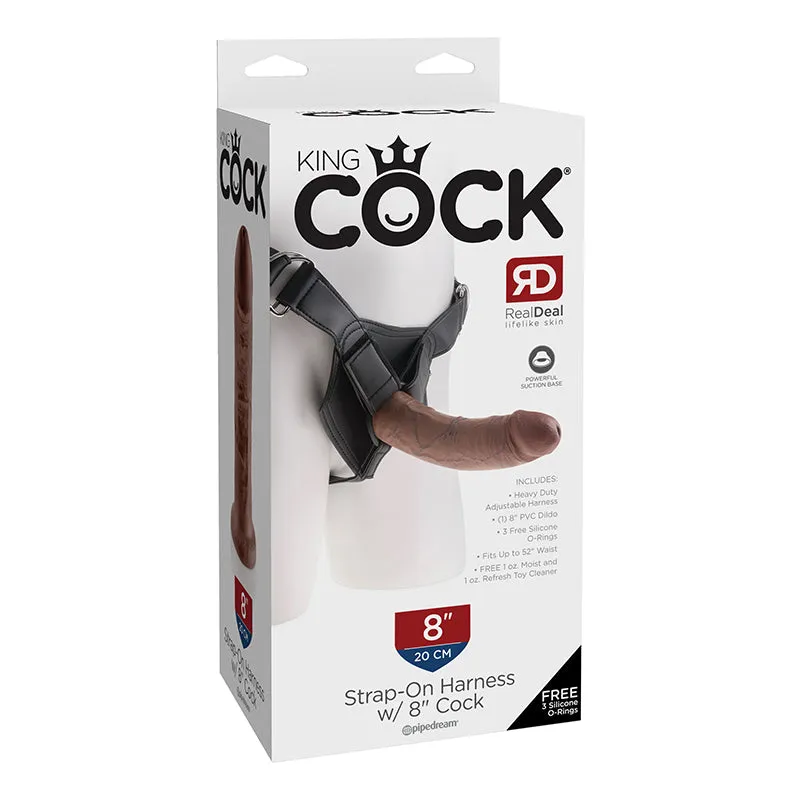 King Cock Strap-On Harness With 8 in. Cock Brown