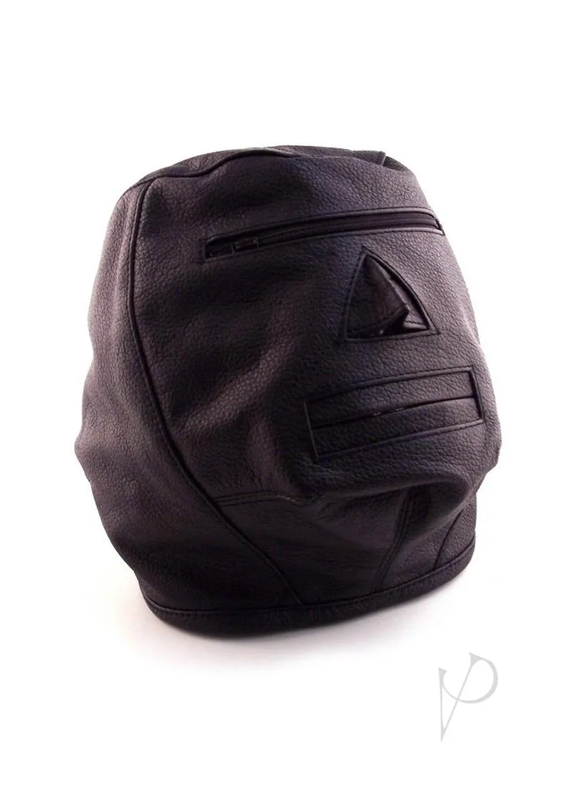Leather Zip Eye Mask Black