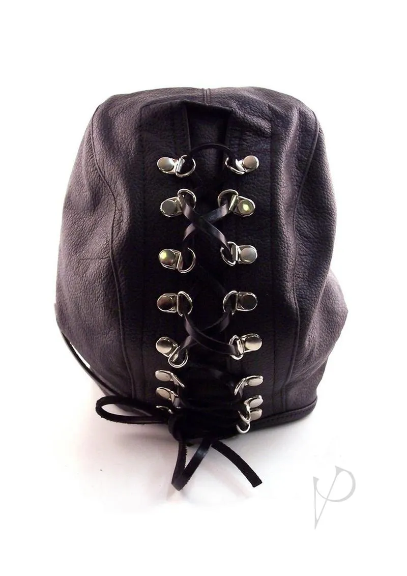 Leather Zip Eye Mask Black