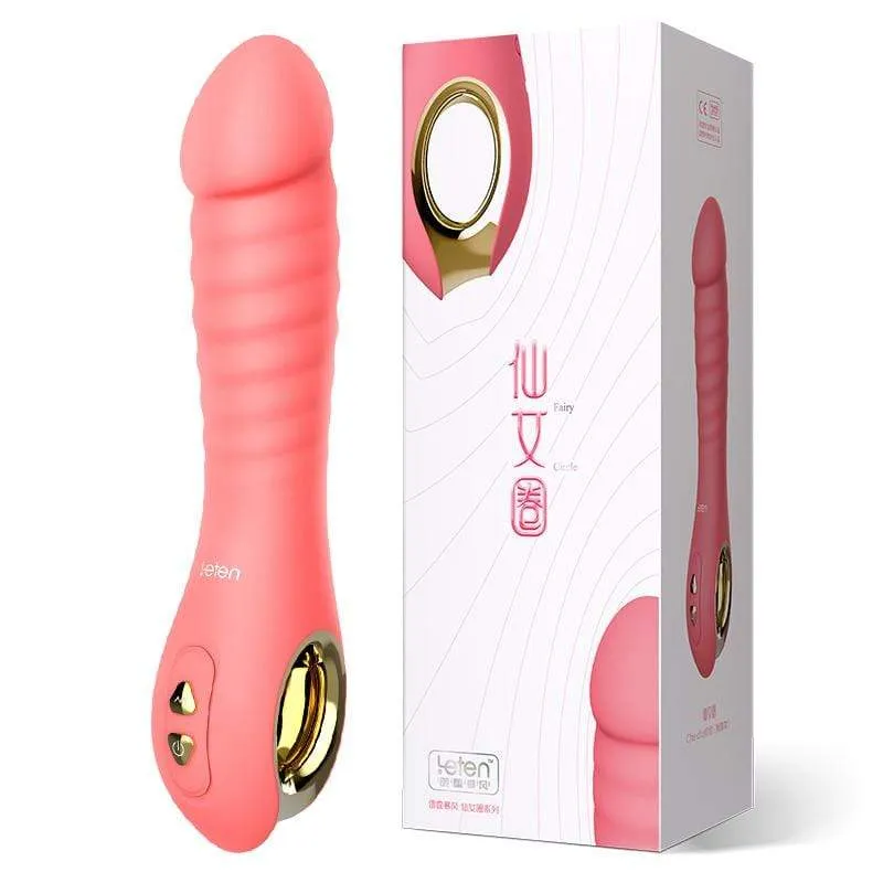 Leten - Fairy Realistic Magnetic Rechargeable Thrusting Vibrator with White Rabbit Massager (Pink)