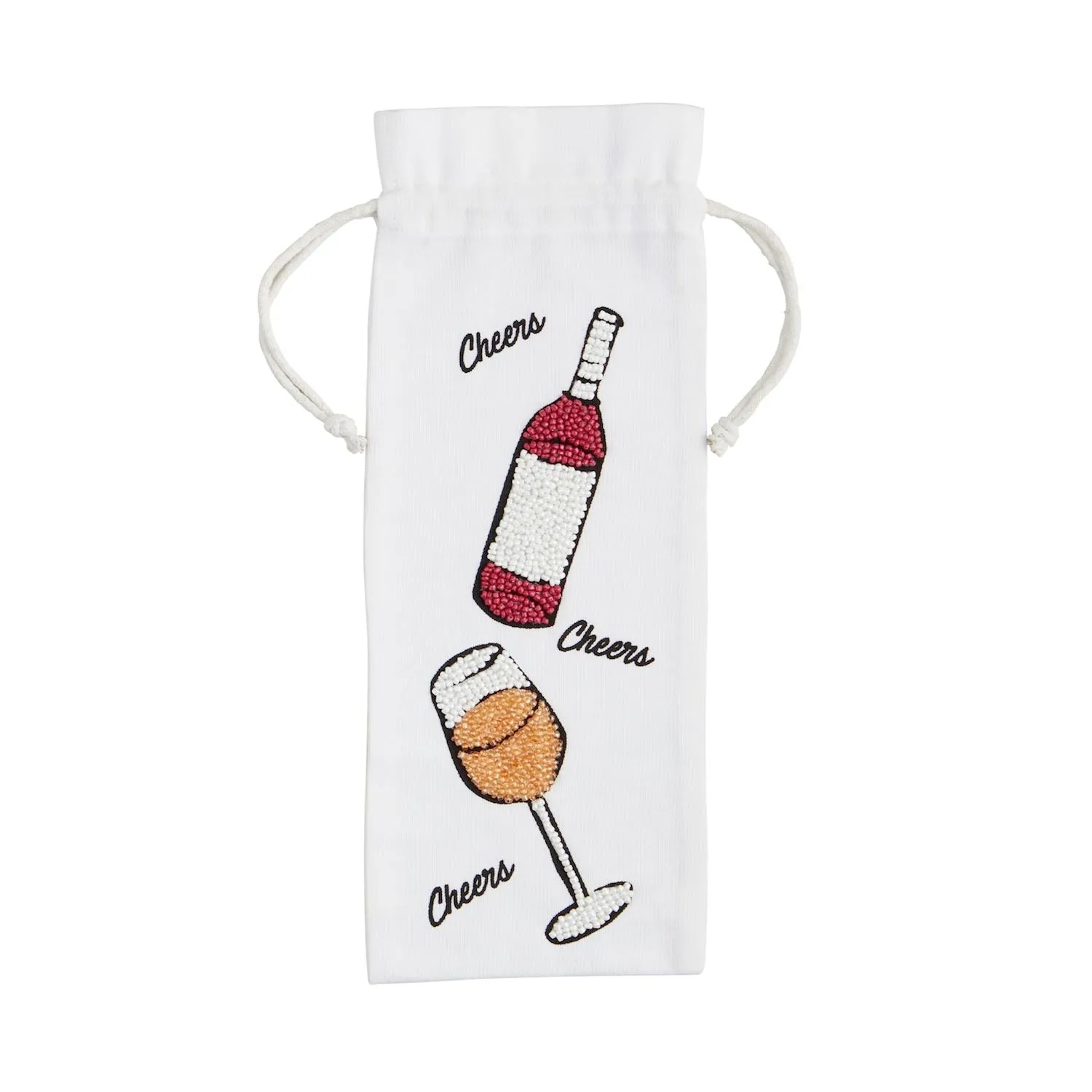 Mudpie Red & White Beaded Wine Bag