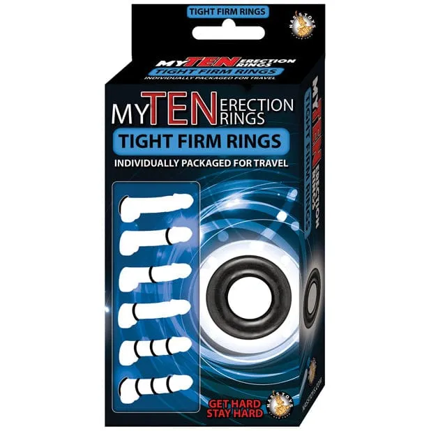 Nasstoys - My Ten Erection Rings Tight Firm Cock Rings (Black)