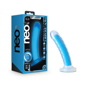 Neo Elite Glow in the Dark Tao 7 in. Dual-Density Dildo Neon Blue