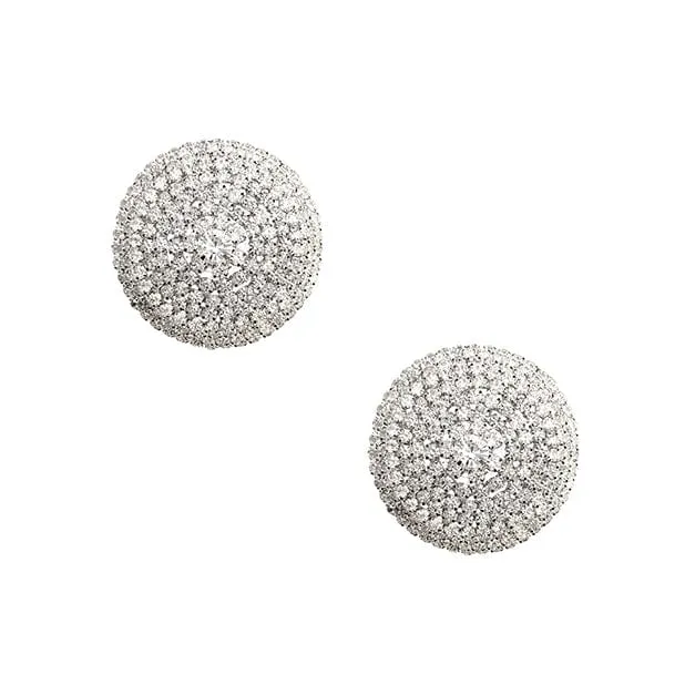 Neva Nude - Burlesque Big O Crystal Jewel Reusable Silicone Pasties Nipple Covers O/S (Silver)