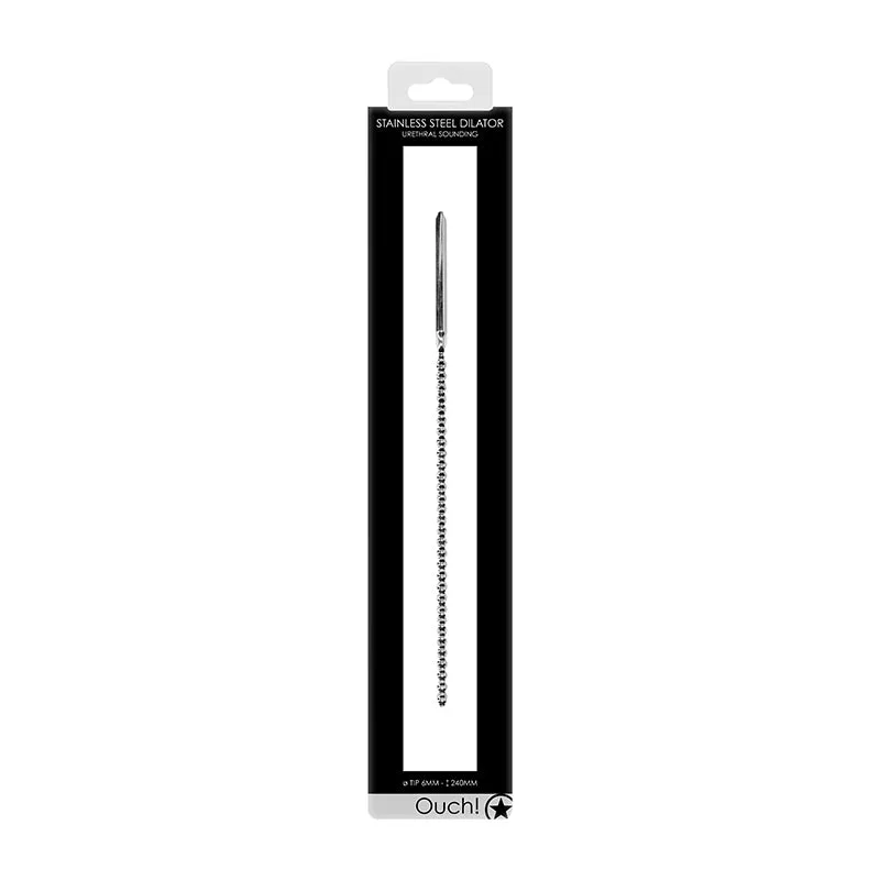 Ouch! Urethral Sounding Beaded Stainless Steel Dilator 6 mm