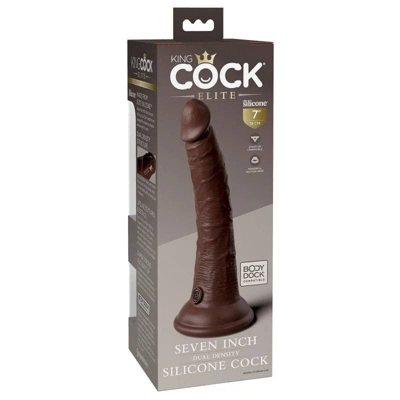 Pipedream Products King Cock Elite 7 Silicone Cock Brown