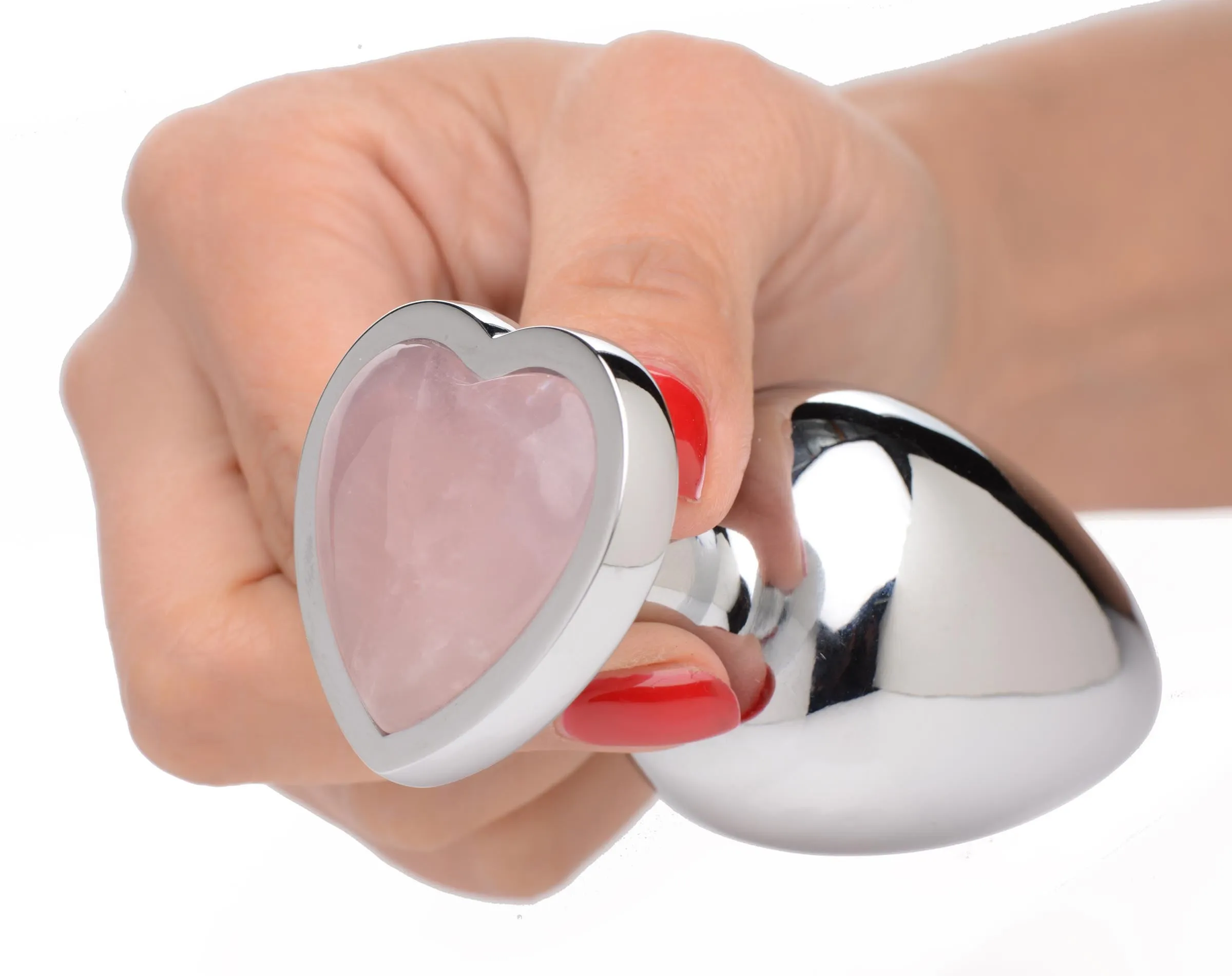 Rose Quartz Gemstone Heart Anal Plug