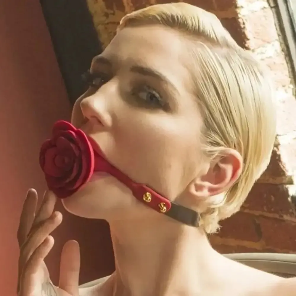 Rose Silicone Oral Ball Flower-shaped Oral Plug Sex Toy For Clit