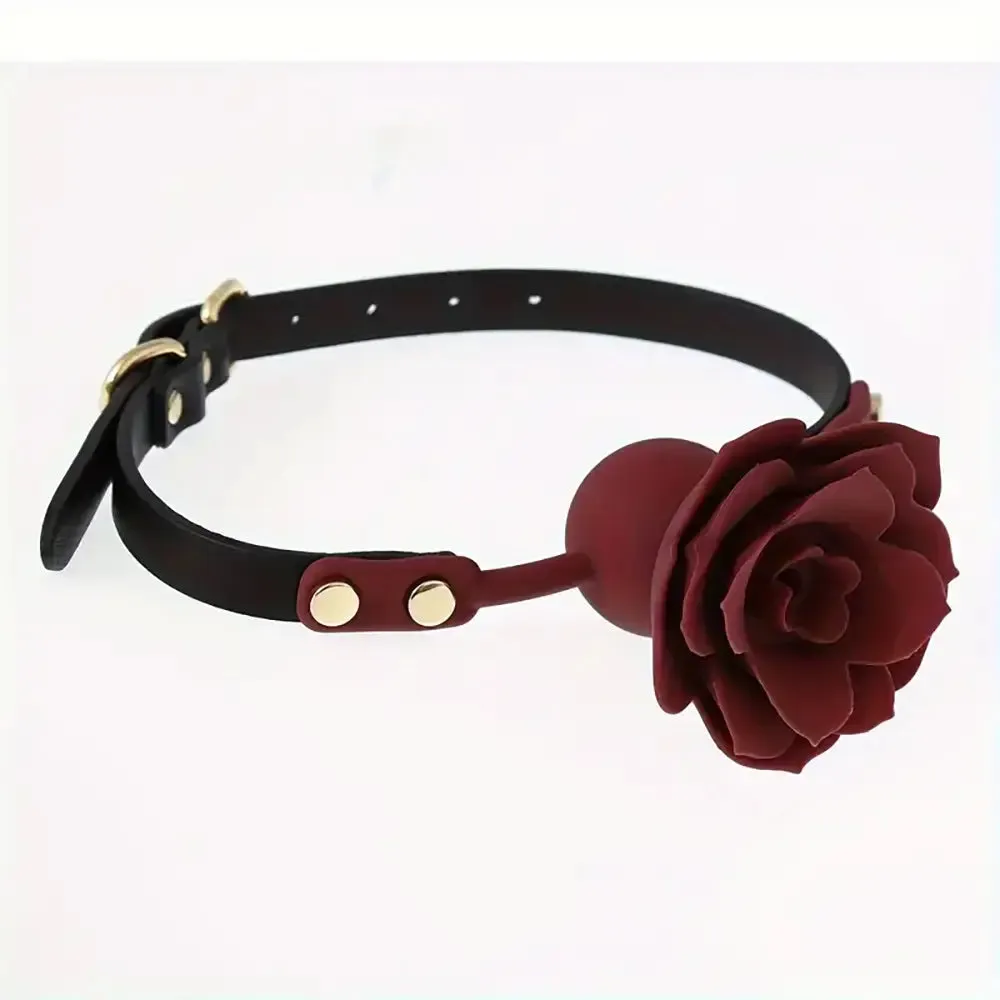 Rose Silicone Oral Ball Flower-shaped Oral Plug Sex Toy For Clit