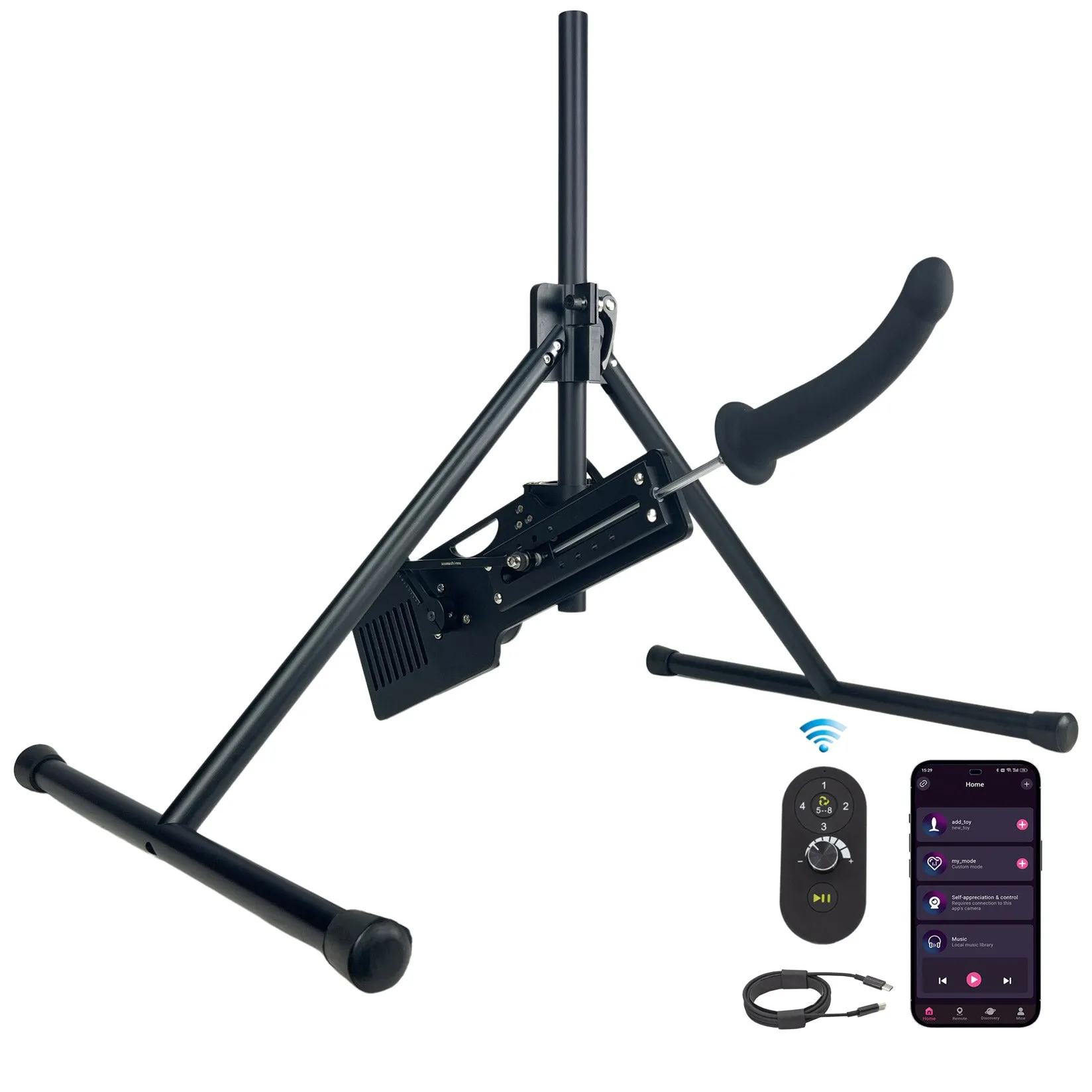 Roussan Sex Machine Black Evil. 120-Watt Motor. Quiet & Full-Angle Thrusting Fuck Machine