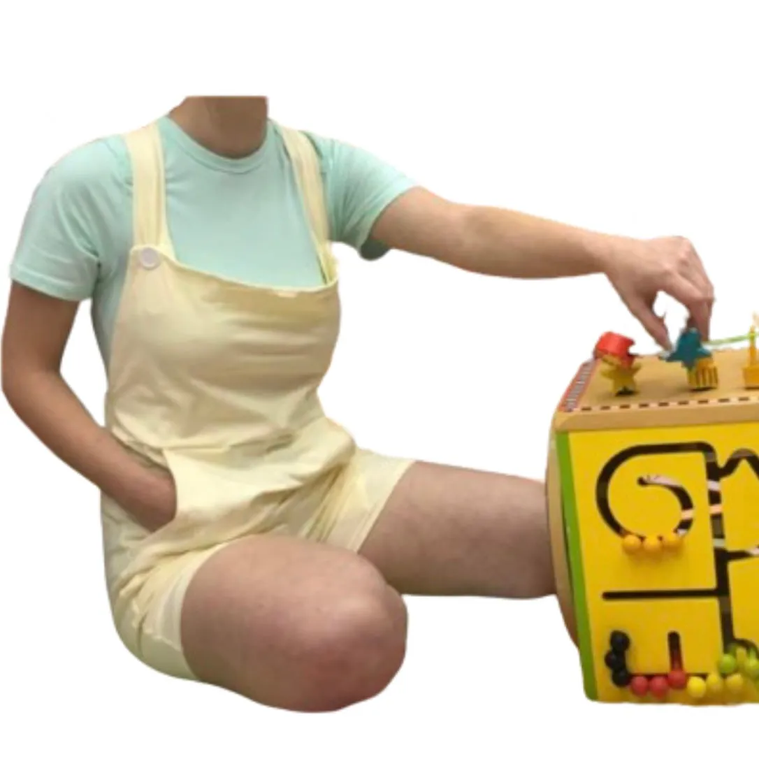 Shortalls Romper with Pockets Soft Yellow Cotton