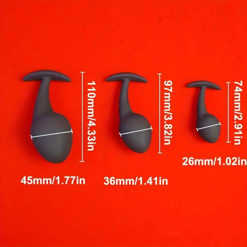 Silicone Anal Dilator Black Butt Plug Tadpole Shaped Anchor Sex Toy