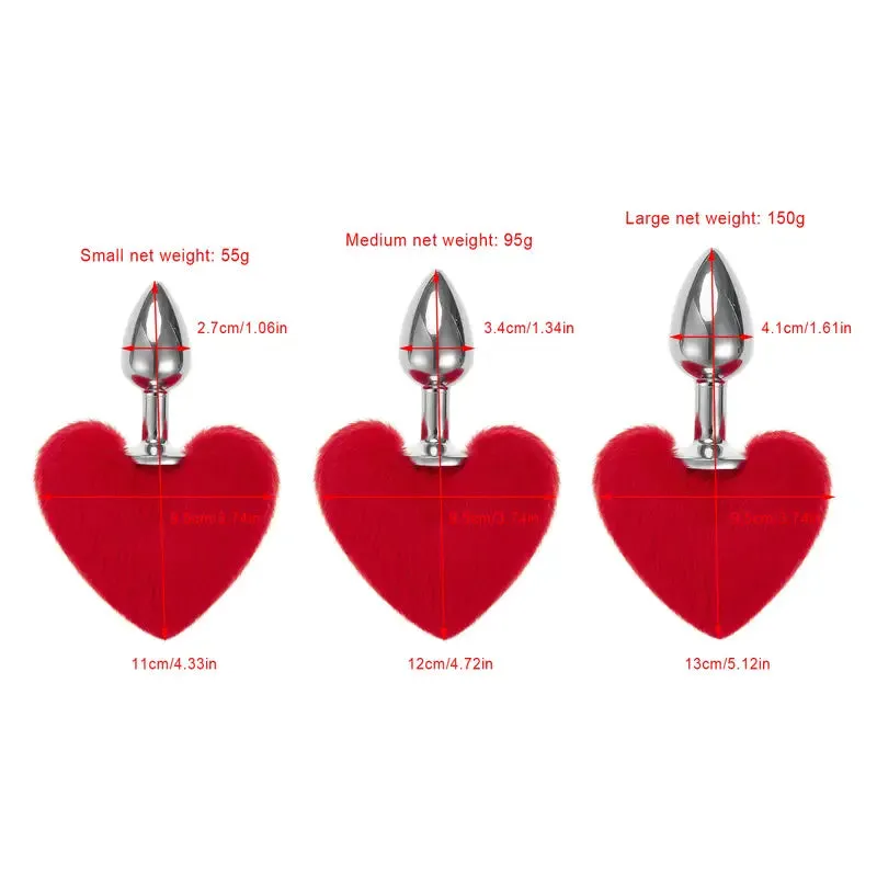 Soft Cute Heart Shaped Pom Anal Plug Adult Sexual Toy For Men