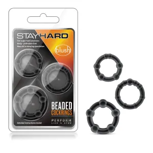 Stay Hard Beaded Cockrings 3-Piece Set Black