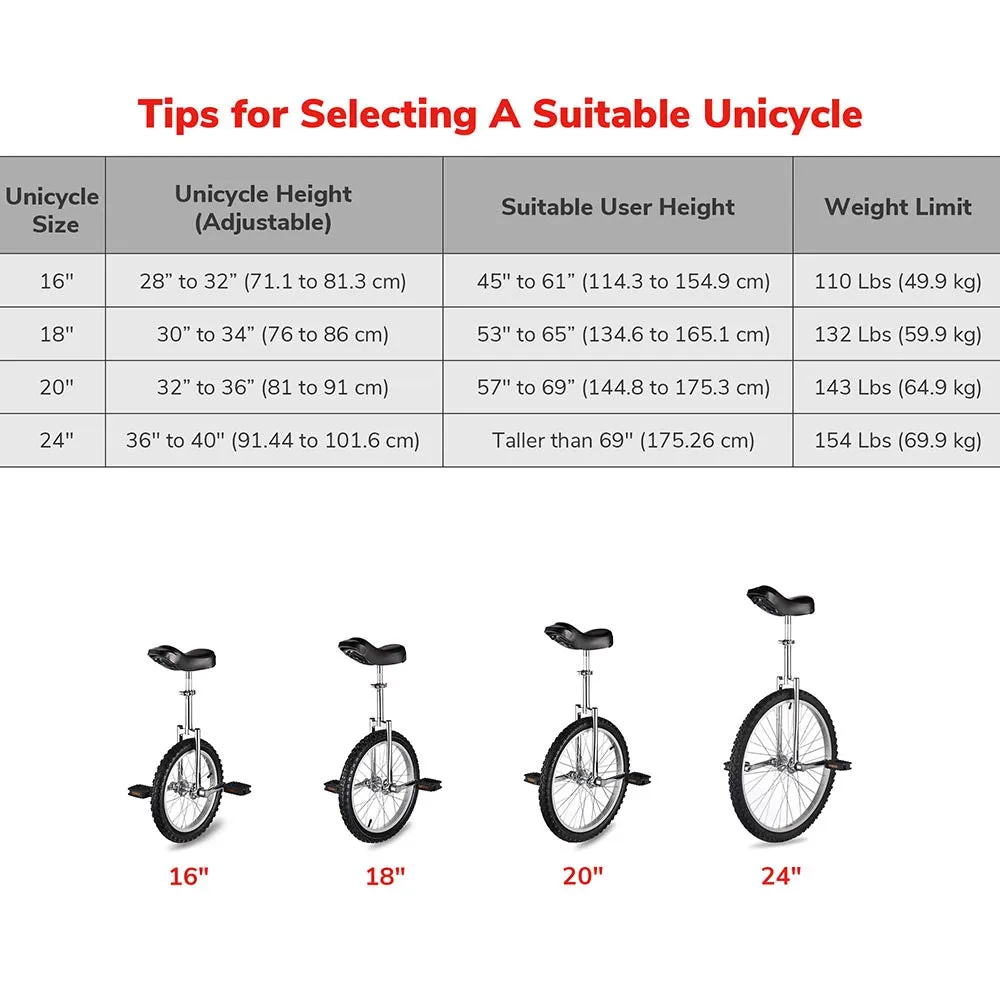 TheLAShop 24 inch Wheel Unicycle Multiple Color