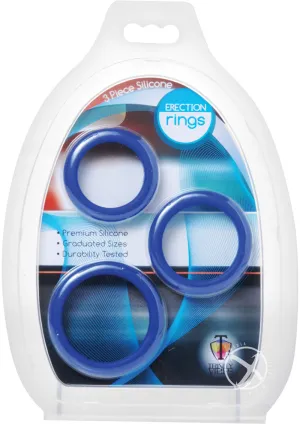 Tm 3 Piece Silicone Erection Rings Blue