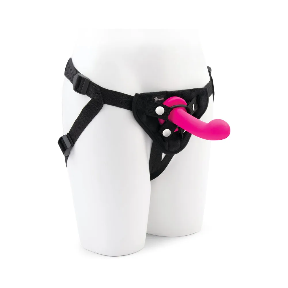 Together Pop 6 in. Silicone Dildo & Harness Set Pink