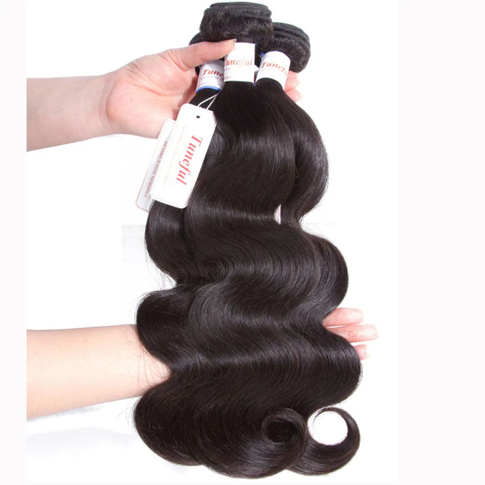 Tuneful 10A Body Wave Human Hair 3 Bundles With 4x4/5x5 Lace Closure 100% Remy Human Hair