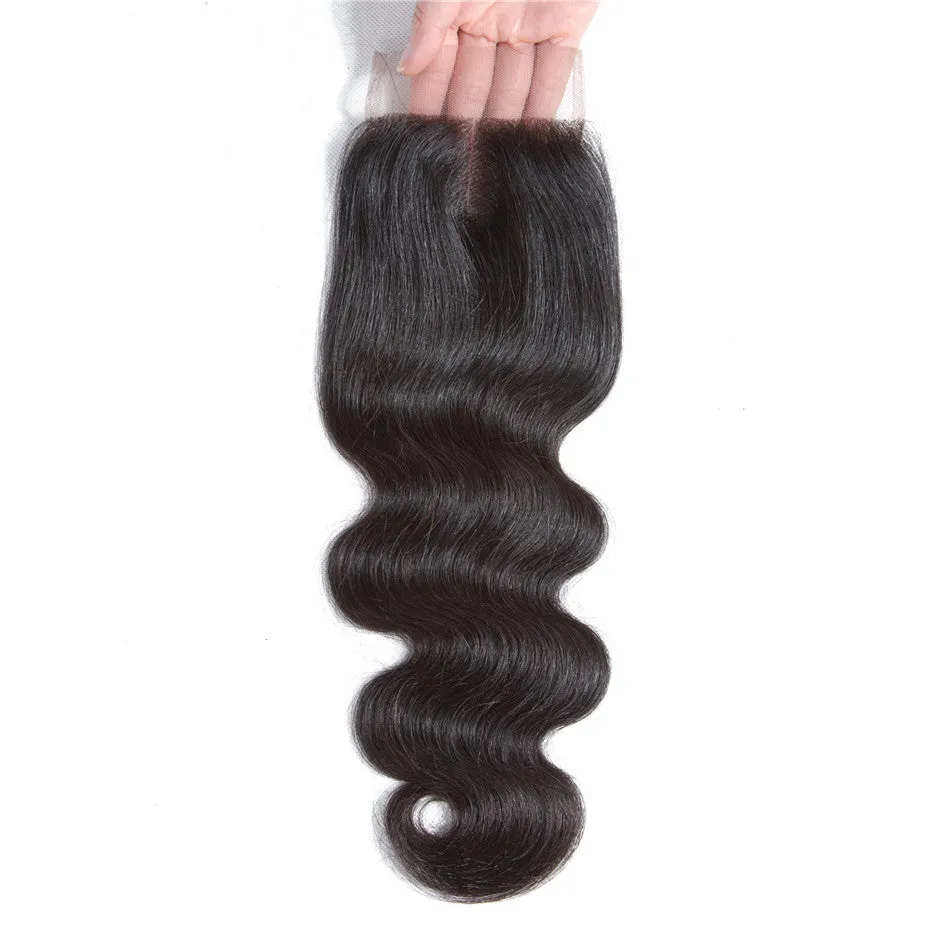 Tuneful 10A Body Wave Human Hair 3 Bundles With 4x4/5x5 Lace Closure 100% Remy Human Hair