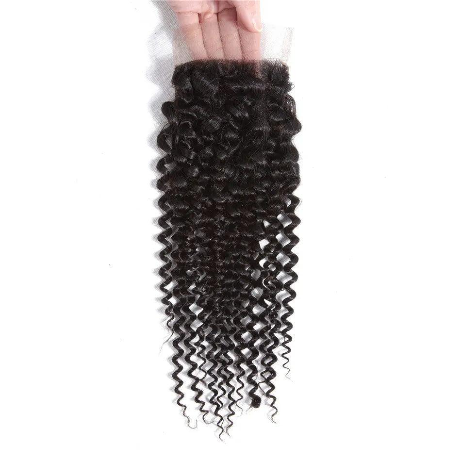 Tuneful 10A Jerry Curly Human Hair 3 Bundles With 4x4/5x5 Lace Closure 100% Remy Human Hair