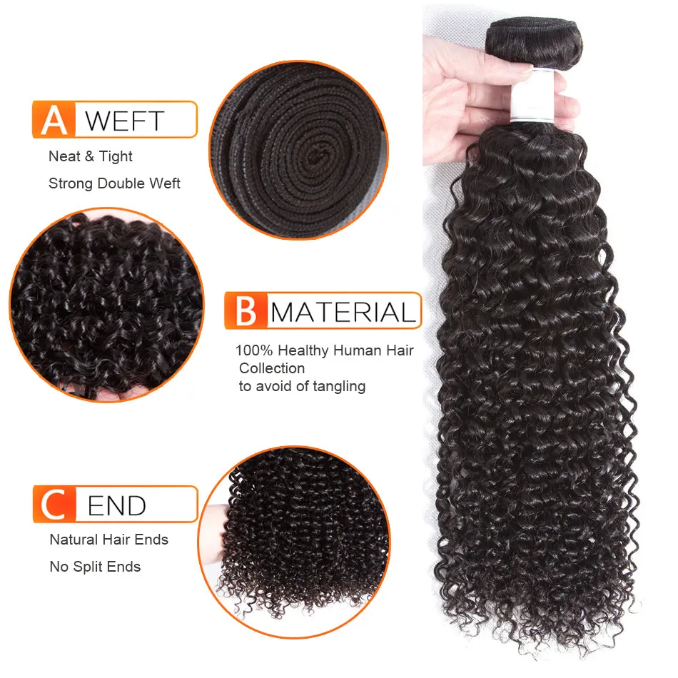 Tuneful 10A Jerry Curly Human Hair 3 Bundles With 4x4/5x5 Lace Closure 100% Remy Human Hair