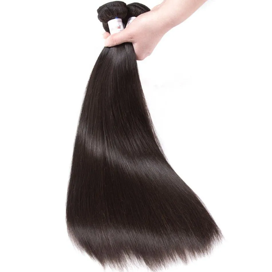 Tuneful 10A Straight Human Hair 3 Bundles With 4x4/5x5 Lace Closure 100% Remy Human Hair