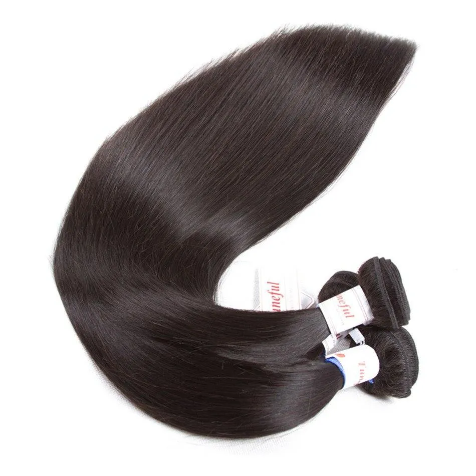 Tuneful 10A Straight Human Hair 3 Bundles With 4x4/5x5 Lace Closure 100% Remy Human Hair