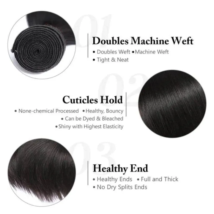 Tuneful 10A Straight Human Hair 4 Bundles With 4x4/5x5 Lace Closure 100% Remy Human Hair
