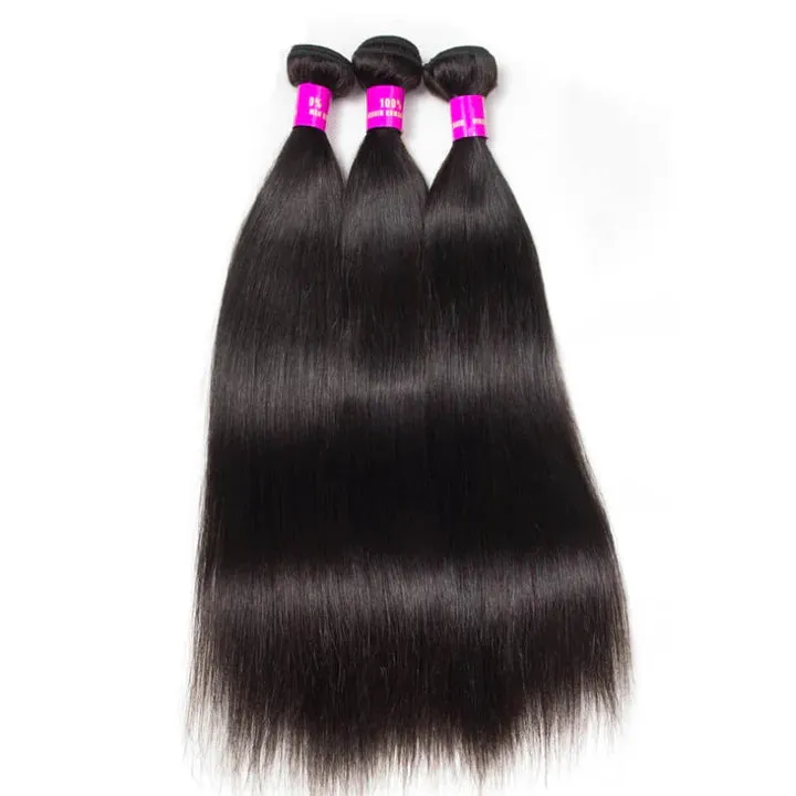 Tuneful 10A Straight Human Hair 4 Bundles With 4x4/5x5 Lace Closure 100% Remy Human Hair