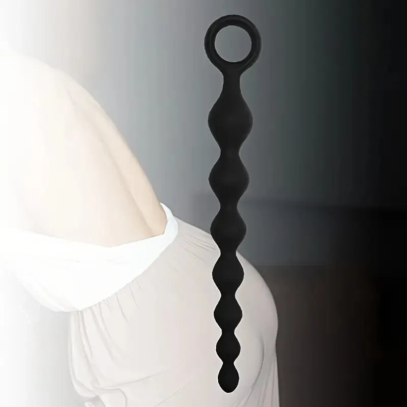 Unisex Premium Silicone Anal Plug With Beaded Ring Design For Stimulation