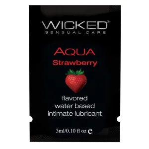 Wicked - Aqua Strawberry Flavored Water Based Lubricant Sachet 3ml