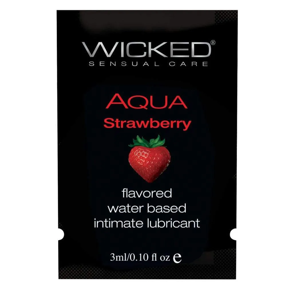 Wicked - Aqua Strawberry Flavored Water Based Lubricant Sachet 3ml